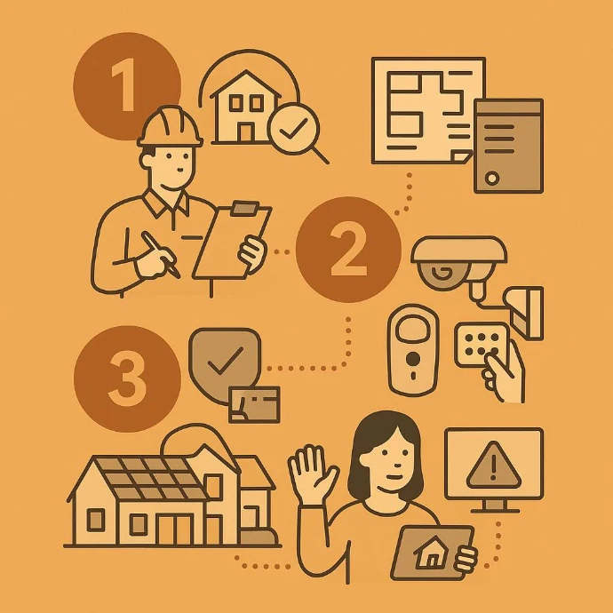 Illustration eines mehrstufigen Sicherheitsprozesses in Baden bei Wien.