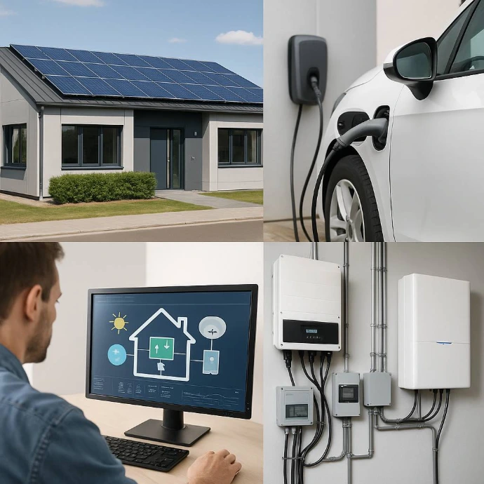 Photovoltaik, E-Ladestation und Energiespeicher in Baden bei Wien.