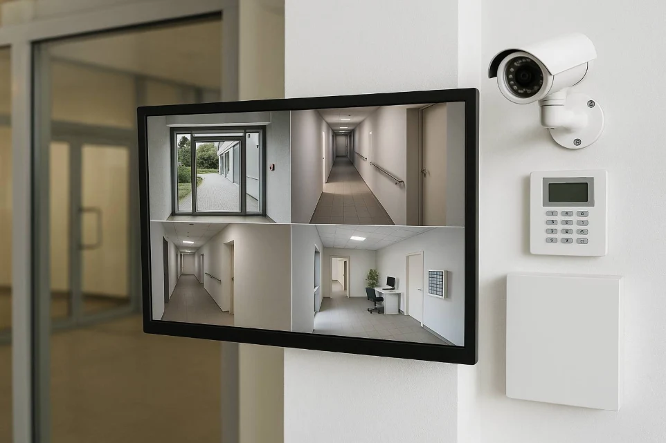 Moderne Sicherheitstechnik in einem Gewerbebetrieb in Baden bei Wien.