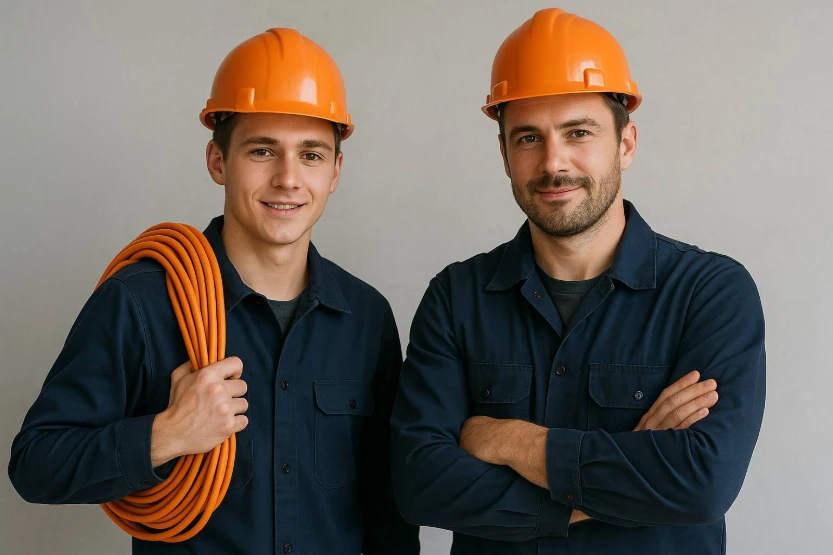 Elektriker-Team in Baden bei Wien als Symbol für Karrierechancen.